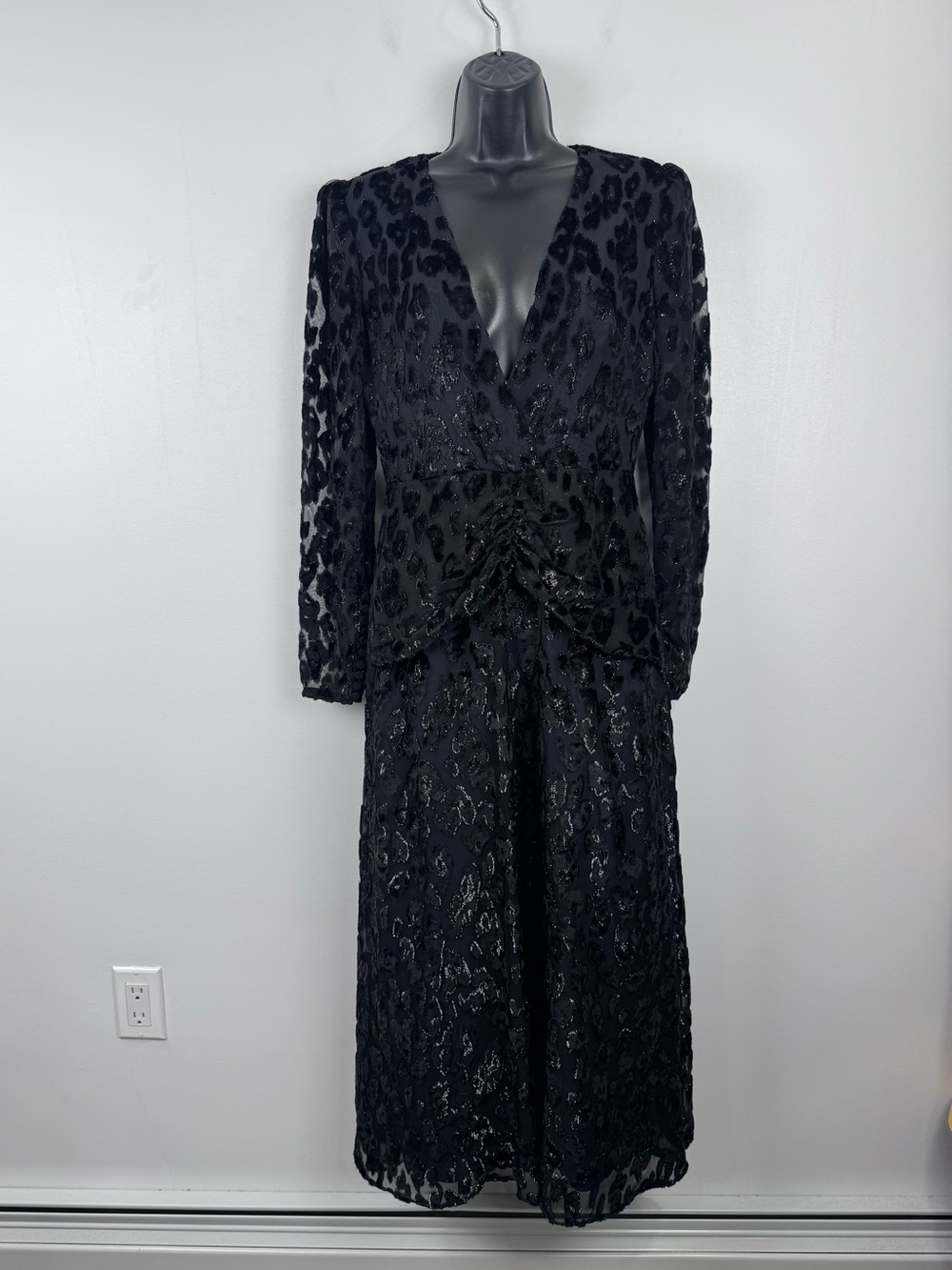 Self-Portrait Women Metallic Leopard Midi Dress Size 2
